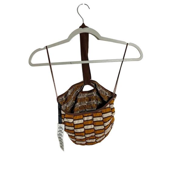 Urban Outfitters Honeycomb Halter Crop Top Tan Brown Size M / L NEW - Picture 2 of 4